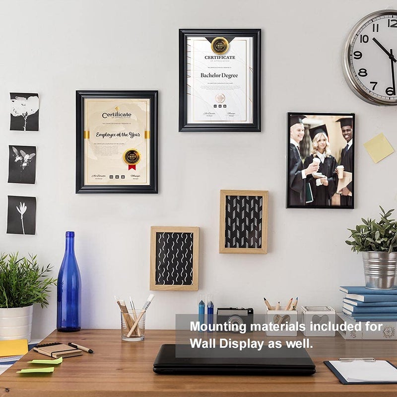 Memory Island Document frames 8.5x11,Set of 4 Pack Certificate Frames for Wall Or Tabletop Display,Diploma Frames For Degree Award with Real Glass Front,Black,Designed - Image 4